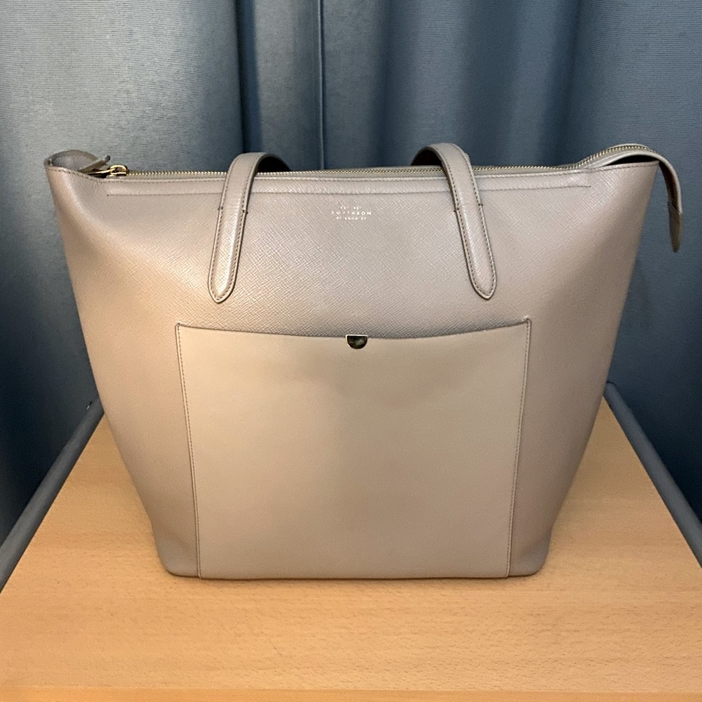 Grey Smythson Leather Panama Tote